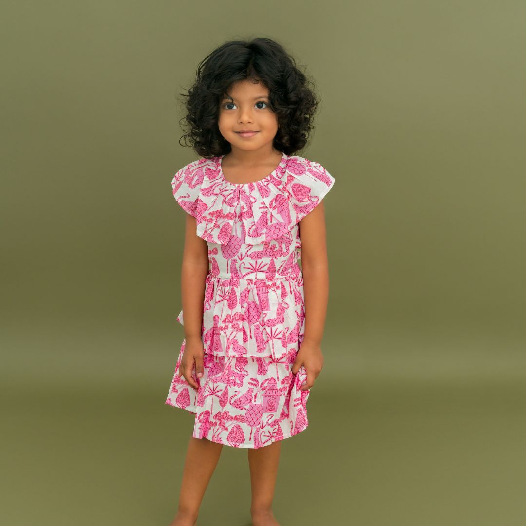 Citrus Splash - Mulmul Cotton Frill Frock