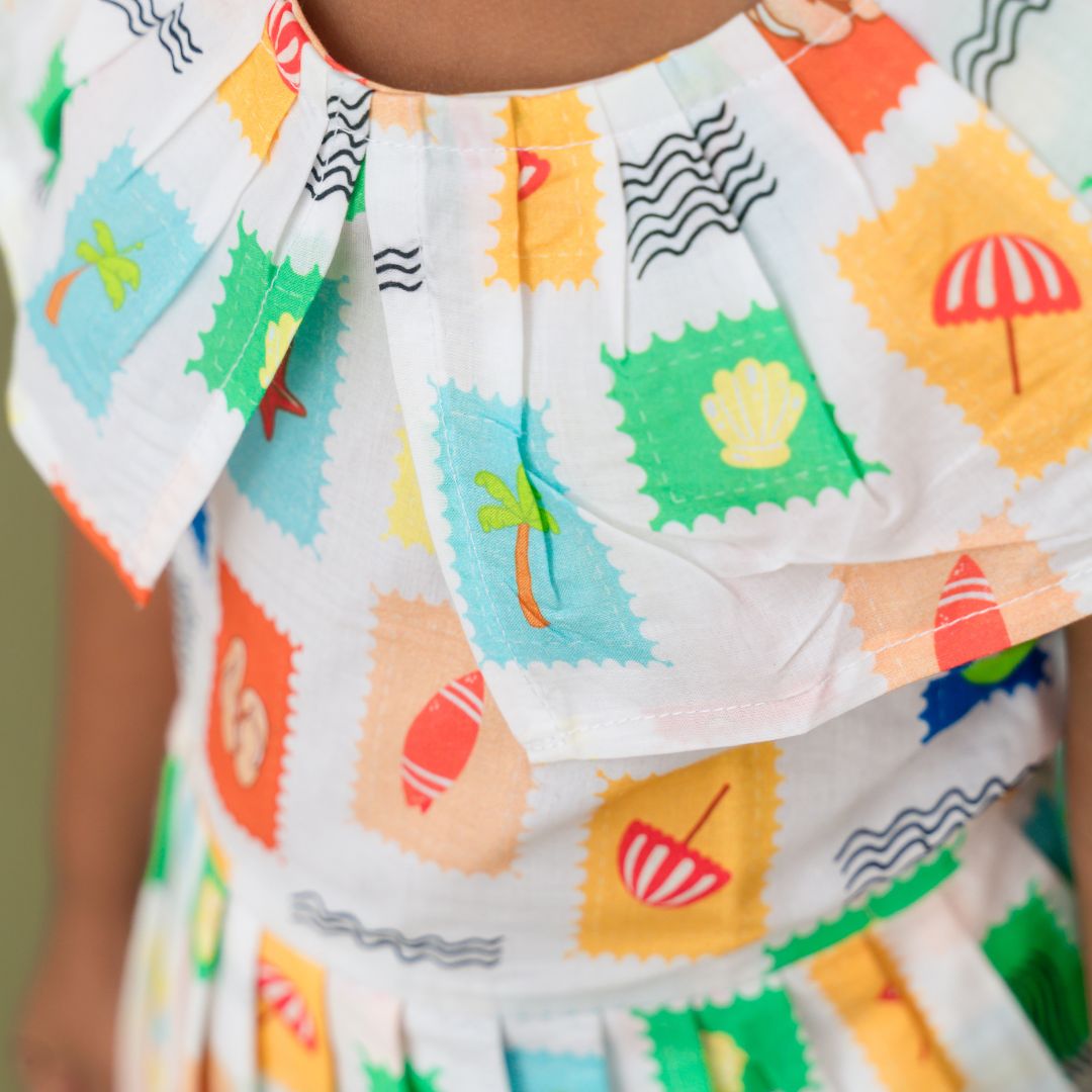 Sunny Safari - Mulmul Cotton Frill Frock