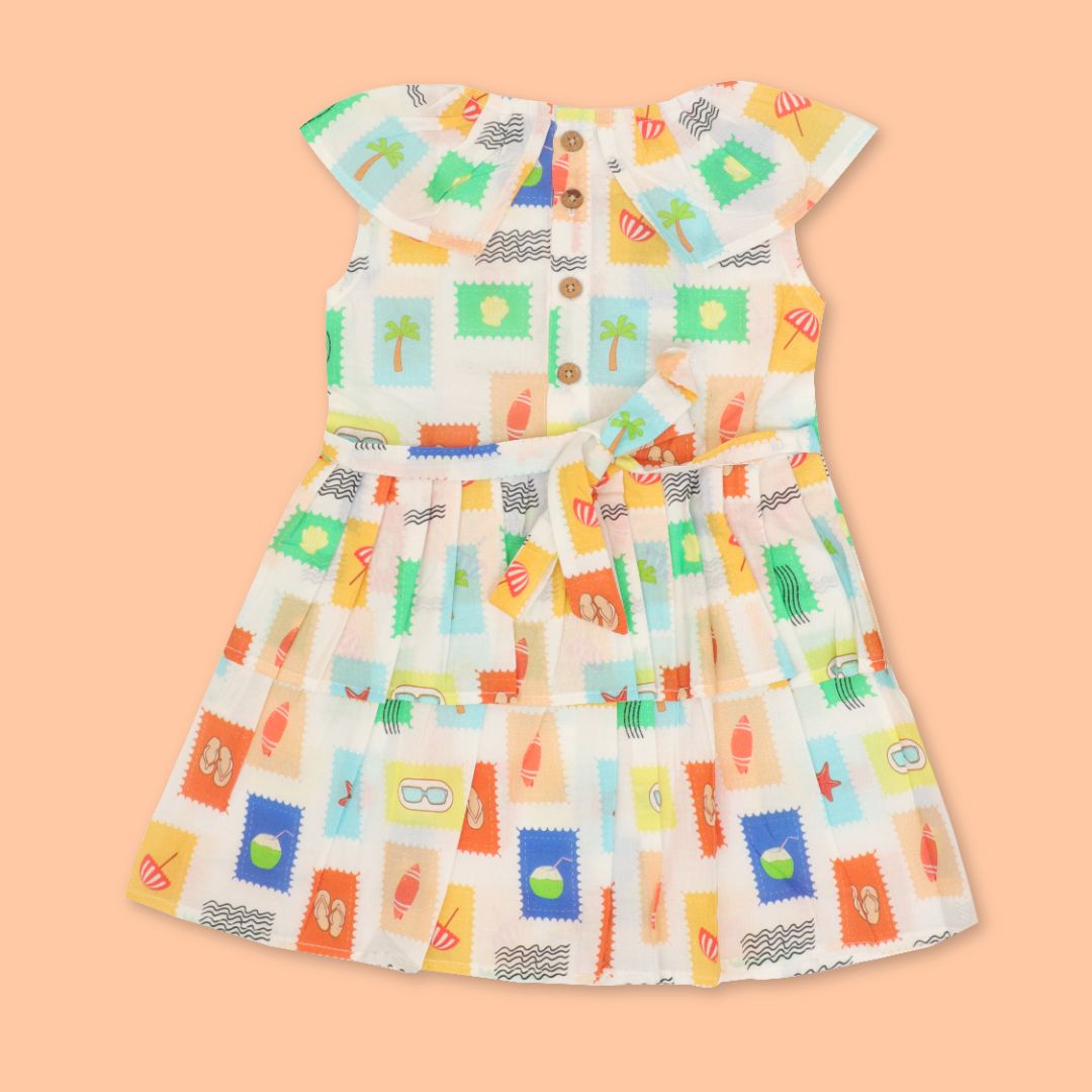 Sun & Surf - Mulmul Cotton Frill Frock