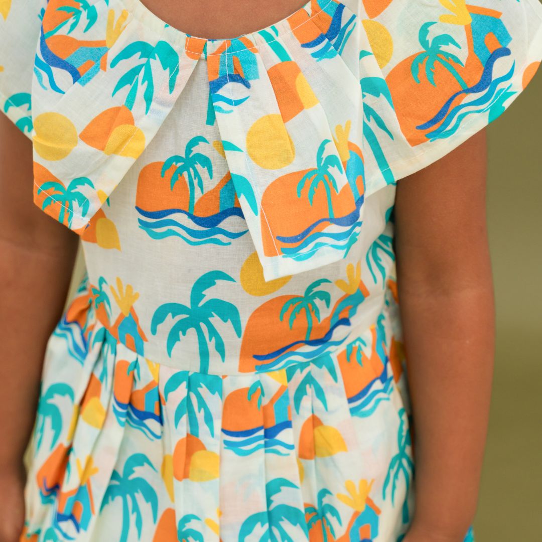 Mini Tropicano - Mulmul Cotton Frill Frock