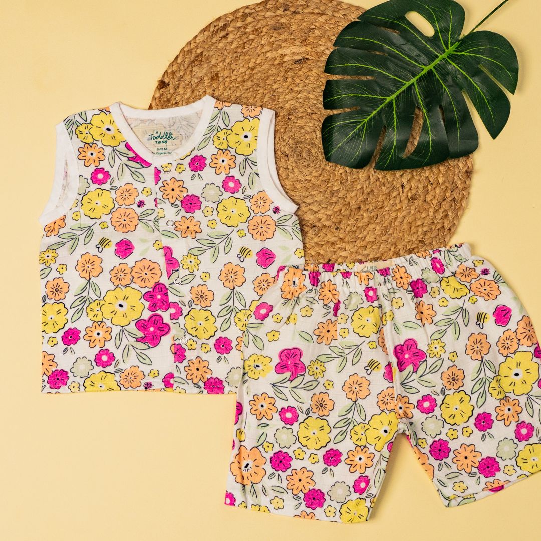 Flora Pixels- Muslin Jabla and Shorts for Babies and Toddlers