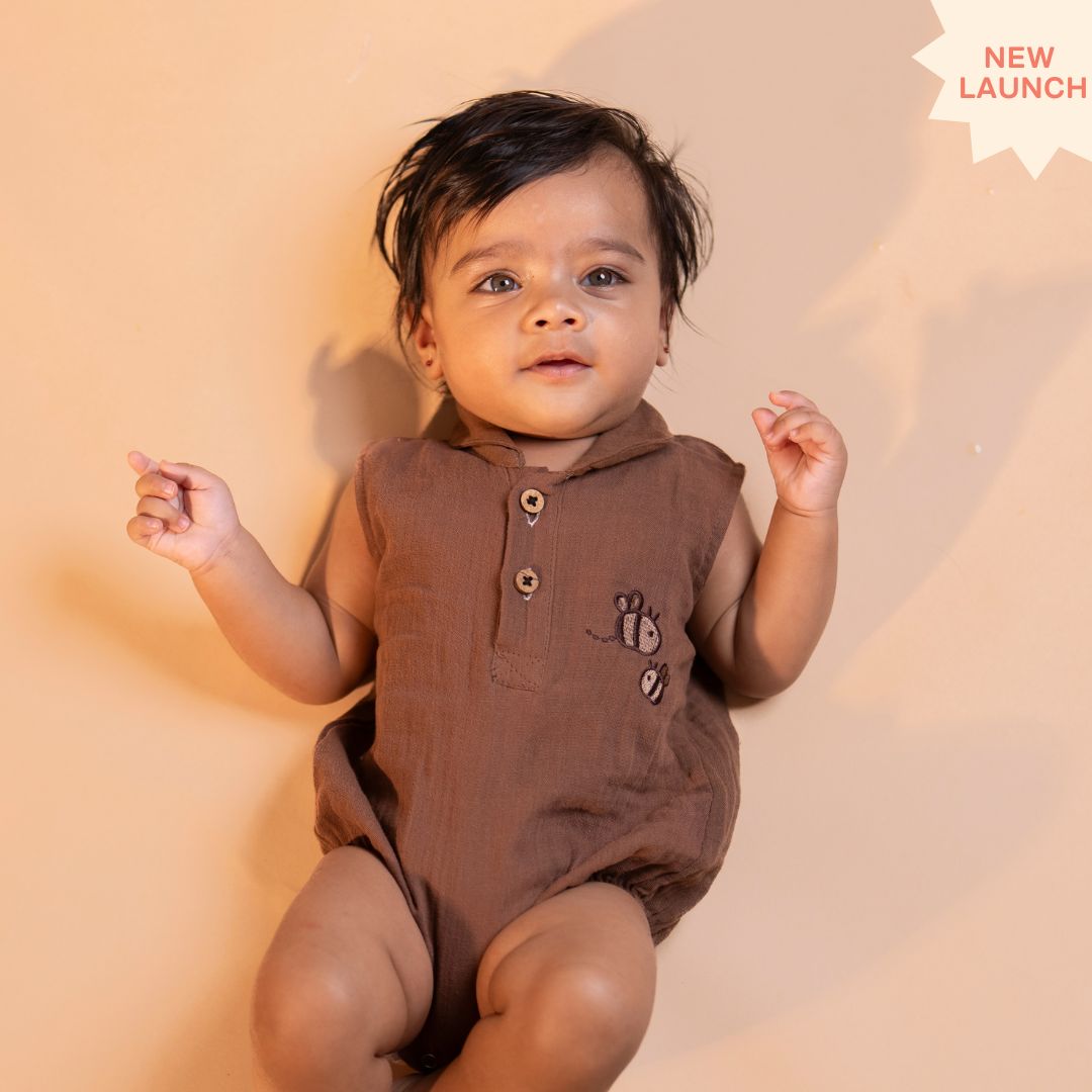 Turf Green - Muslin Bee Romper for Babies