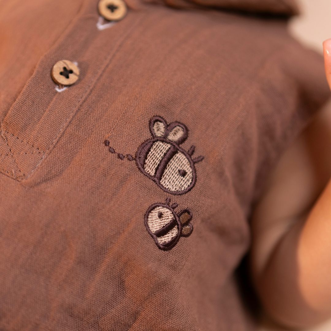 Brick Red - Muslin Bee Romper for Babies