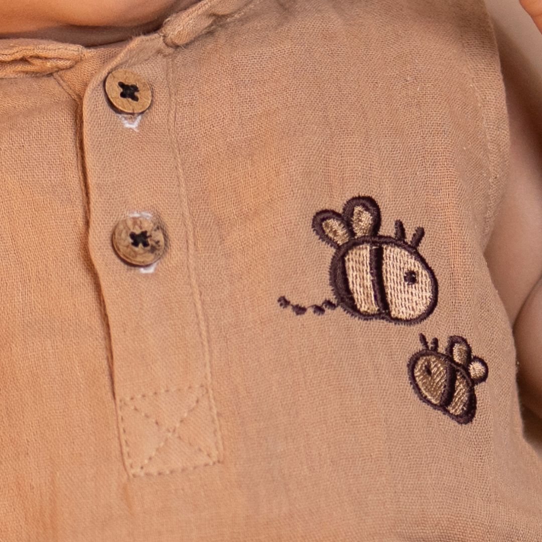 Turf Green - Muslin Bee Romper for Babies