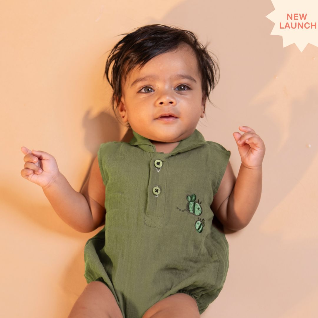 Brick Red - Muslin Bee Romper for Babies