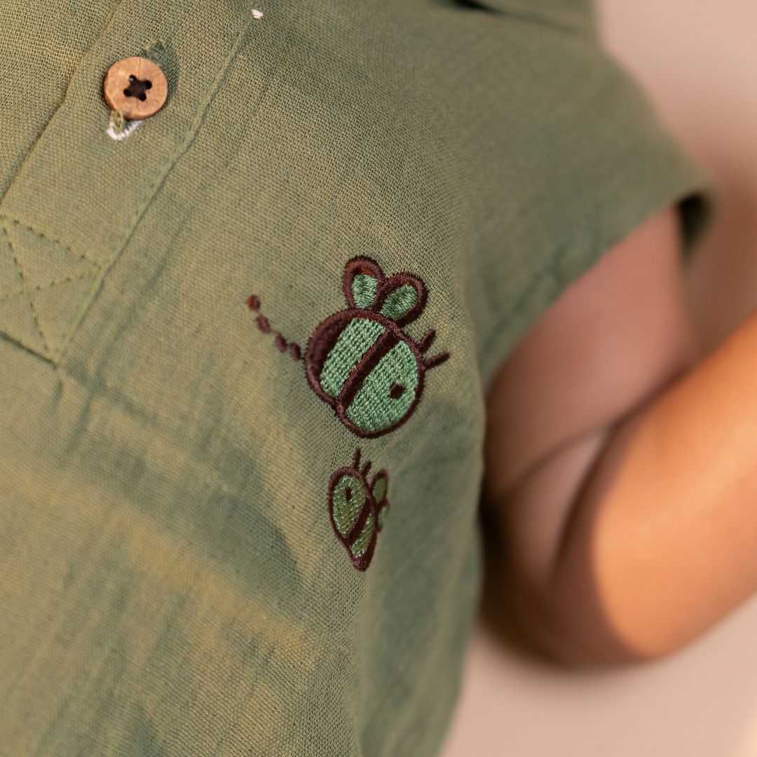Brick Red - Muslin Bee Romper for Babies
