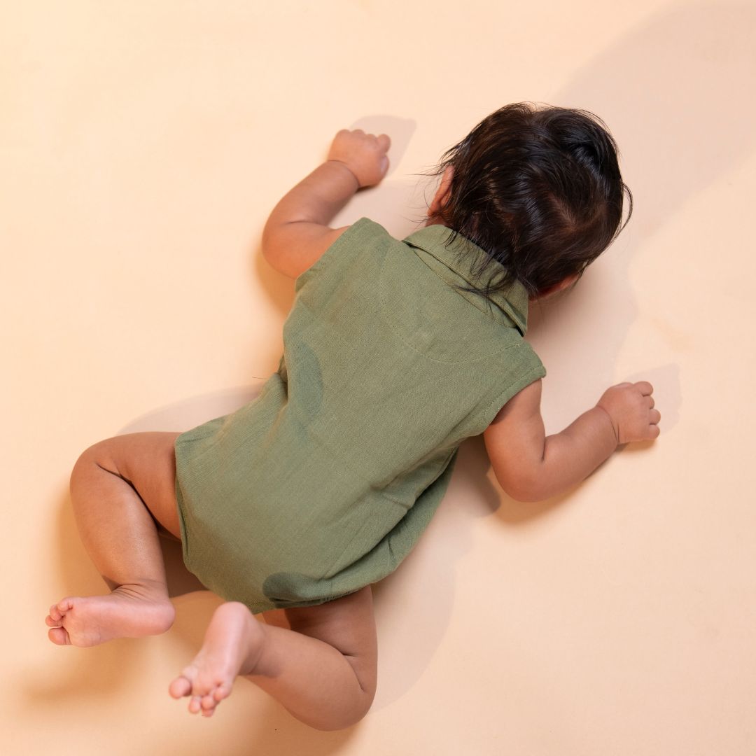 Brick Red - Muslin Bee Romper for Babies