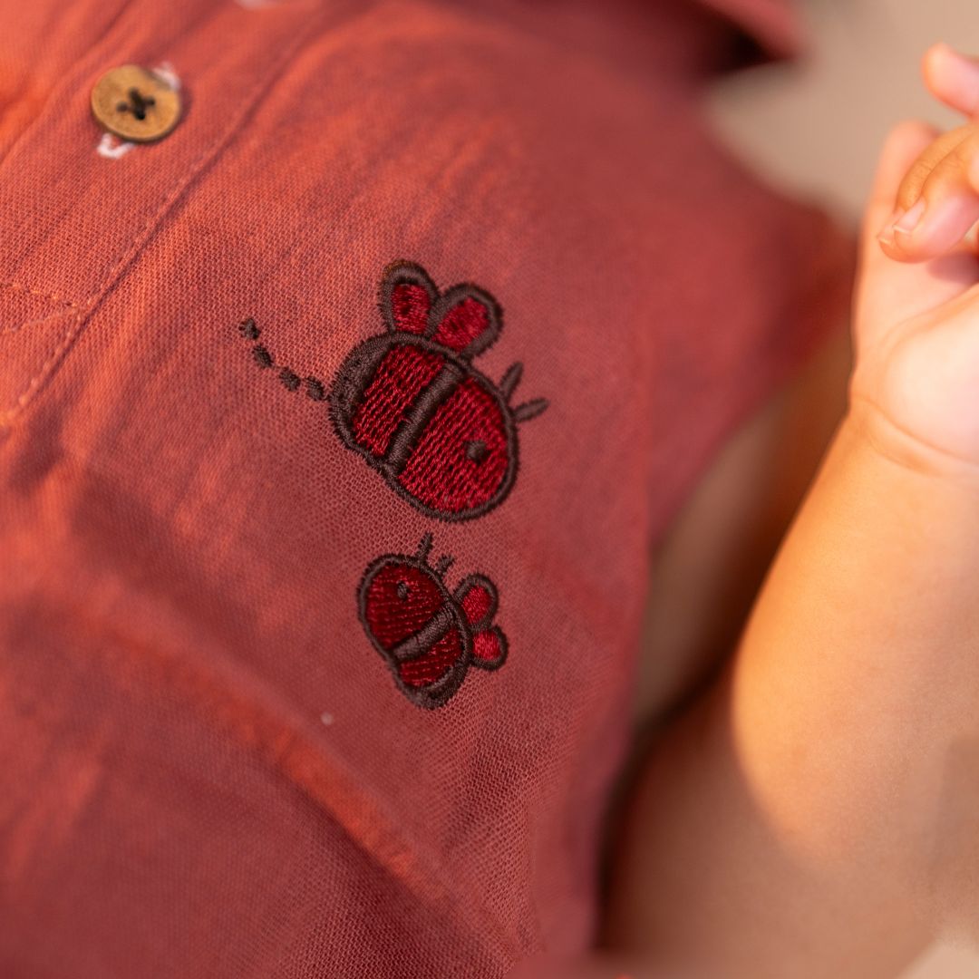 Turf Green - Muslin Bee Romper for Babies