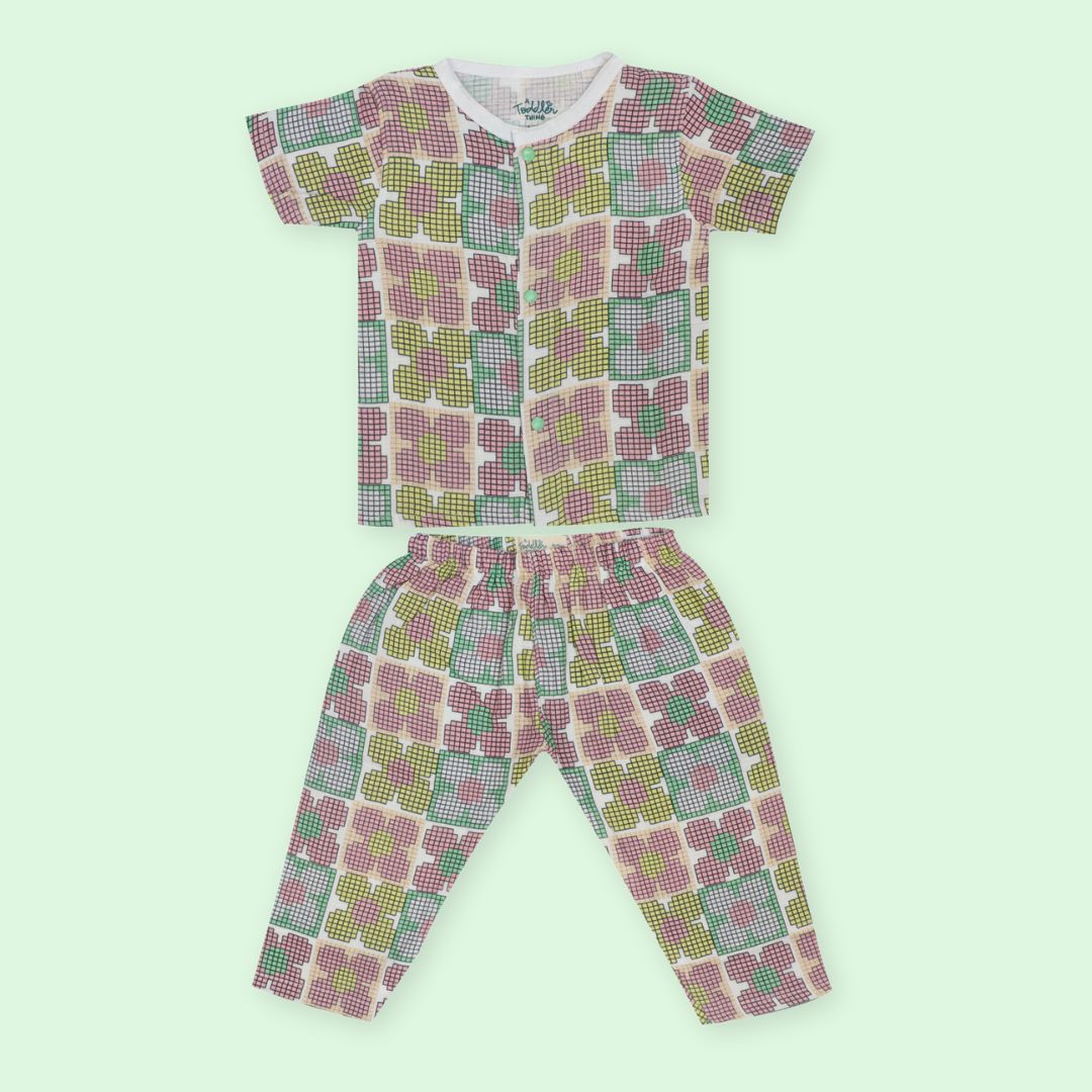 Flora Pixels - Muslin Sleep Suit for babies and kids (Unisex)