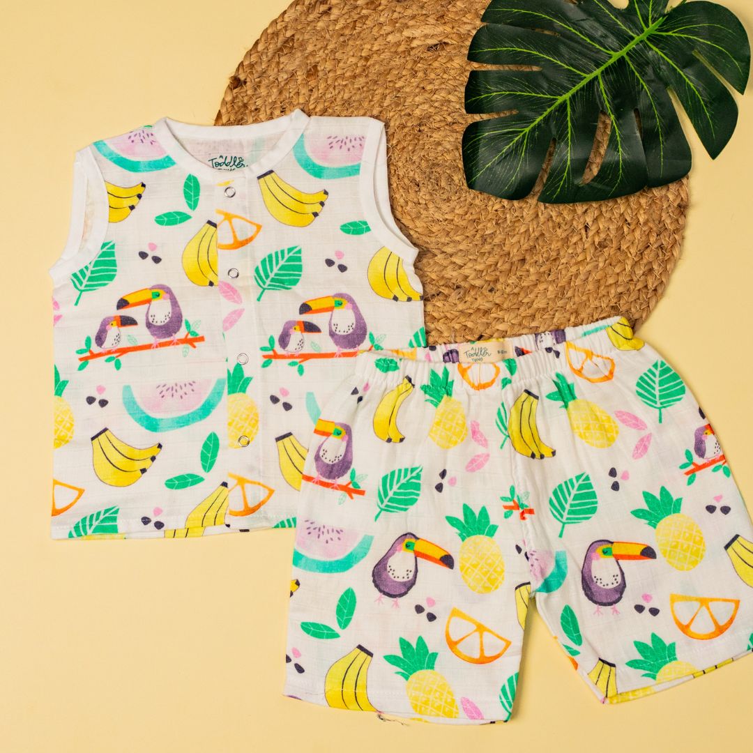 Flora Pixels- Muslin Jabla and Shorts for Babies and Toddlers