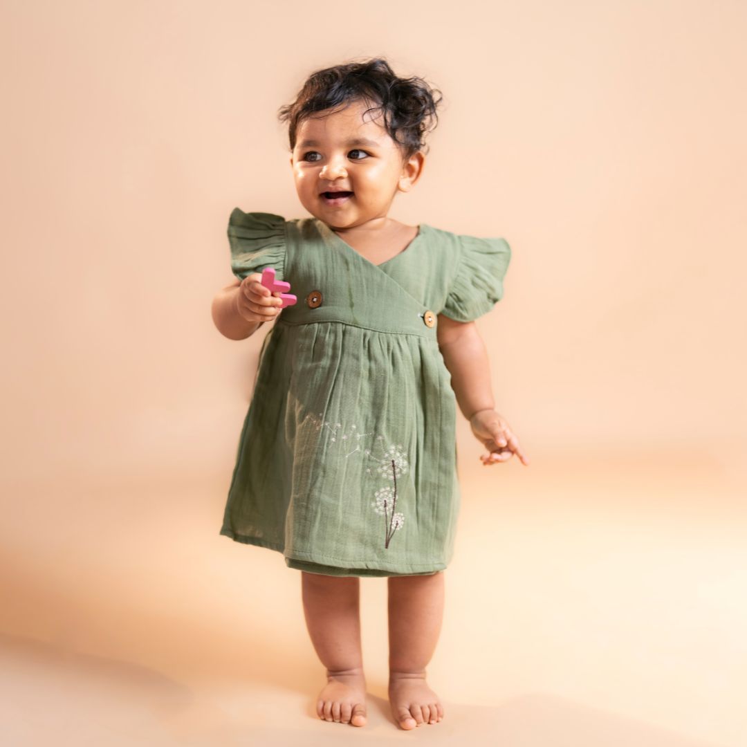 Cinnamon - Muslin Dandelions Frill Frock