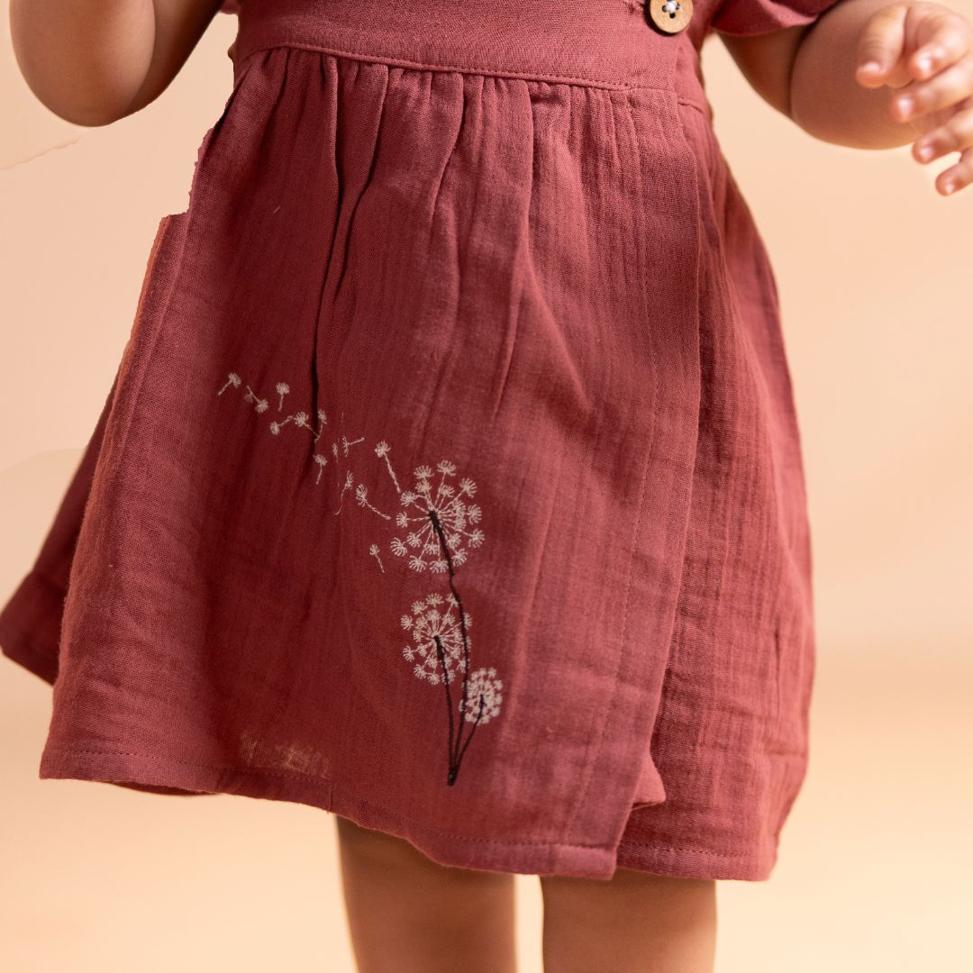 Turf Green - Muslin Dandelions Frill Frock
