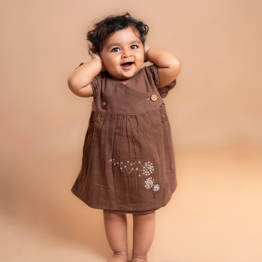 Turf Green - Muslin Dandelions Frill Frock
