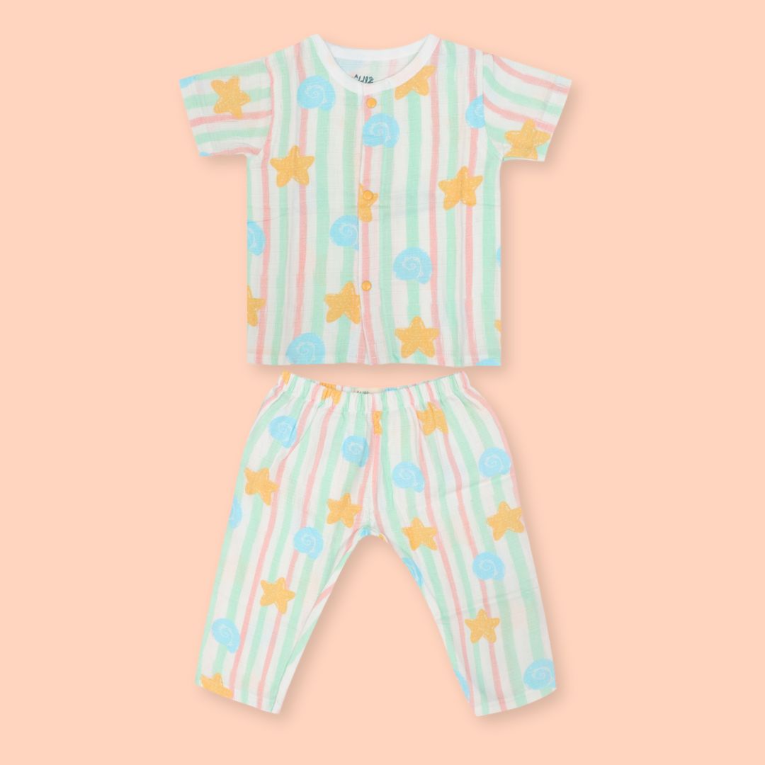 Seaside Stripes - Muslin Sleep Suit for babies and kids (Unisex)