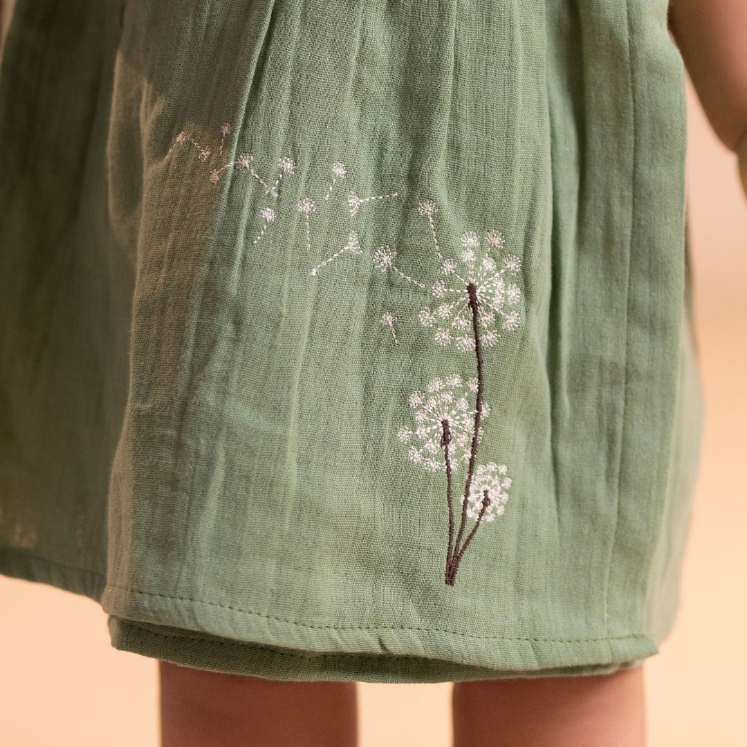 Brick Red - Muslin Dandelions Frill Frock