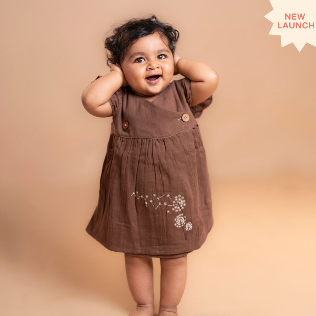 Turf Green - Muslin Dandelions Frill Frock
