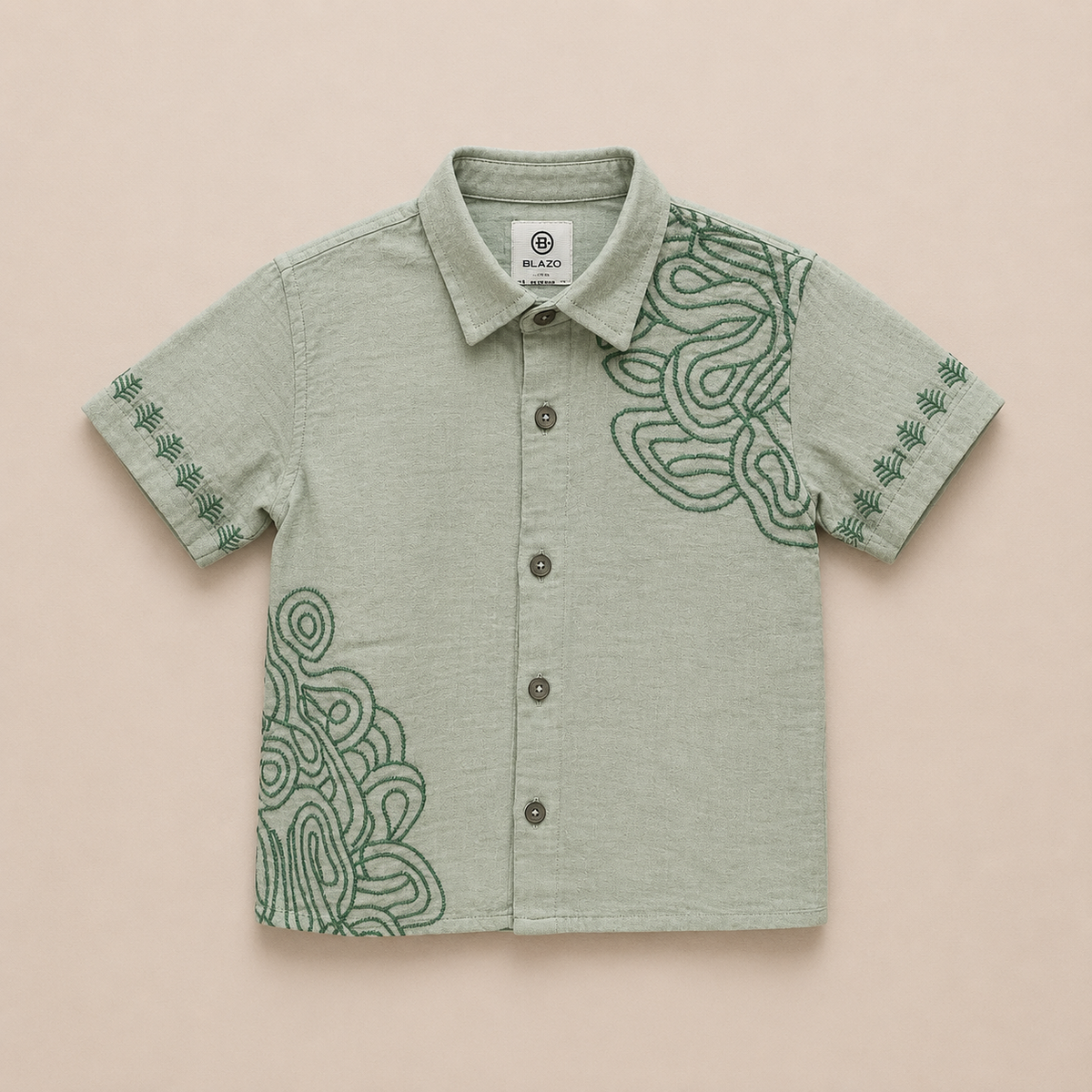 Art Green Muslin Shirt for boys 2Y to 5Y