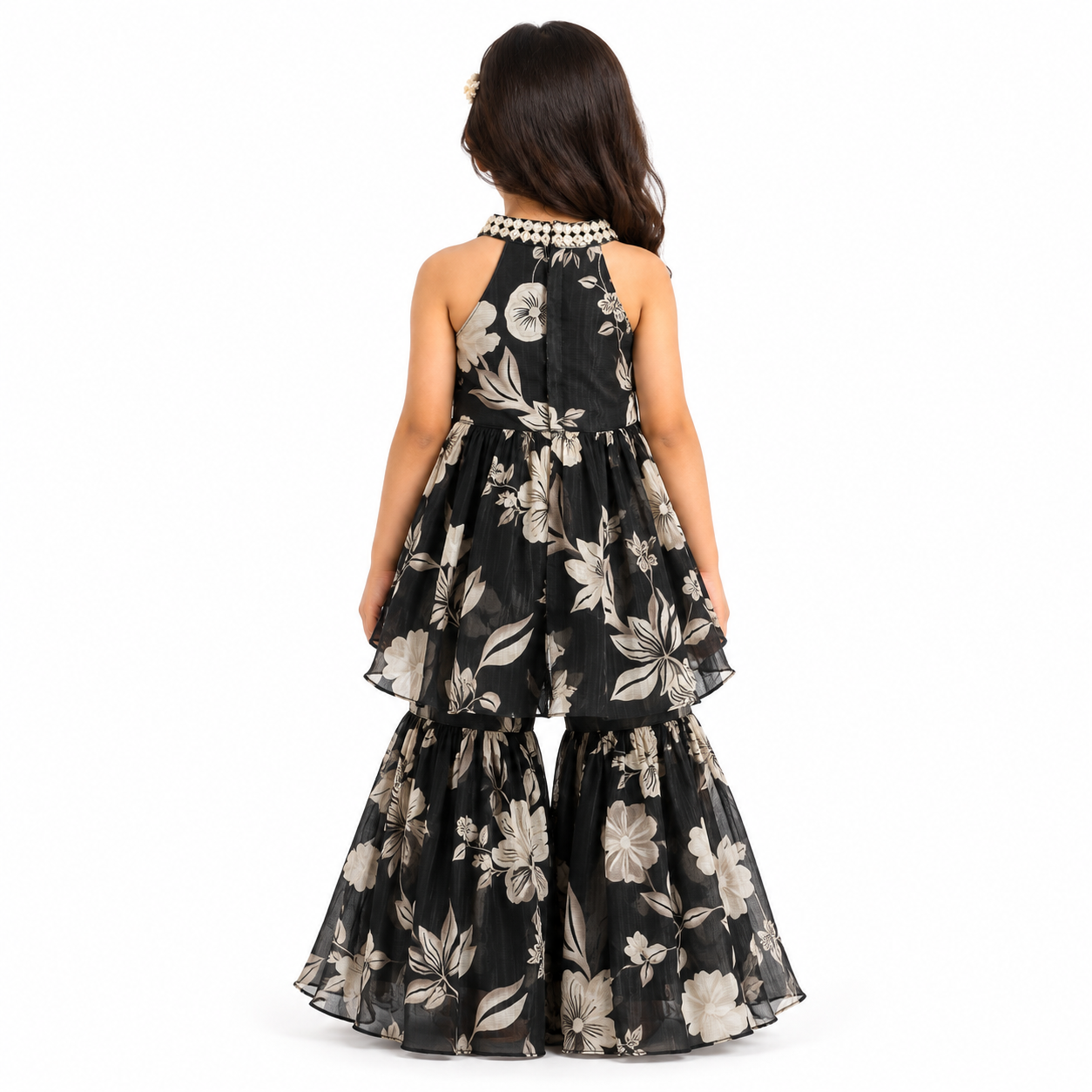 Leela Floral Overlay Gharara Set | 1-6Y