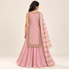 Alesha Gold Zari Panel Lehenga Set | 5-18Y