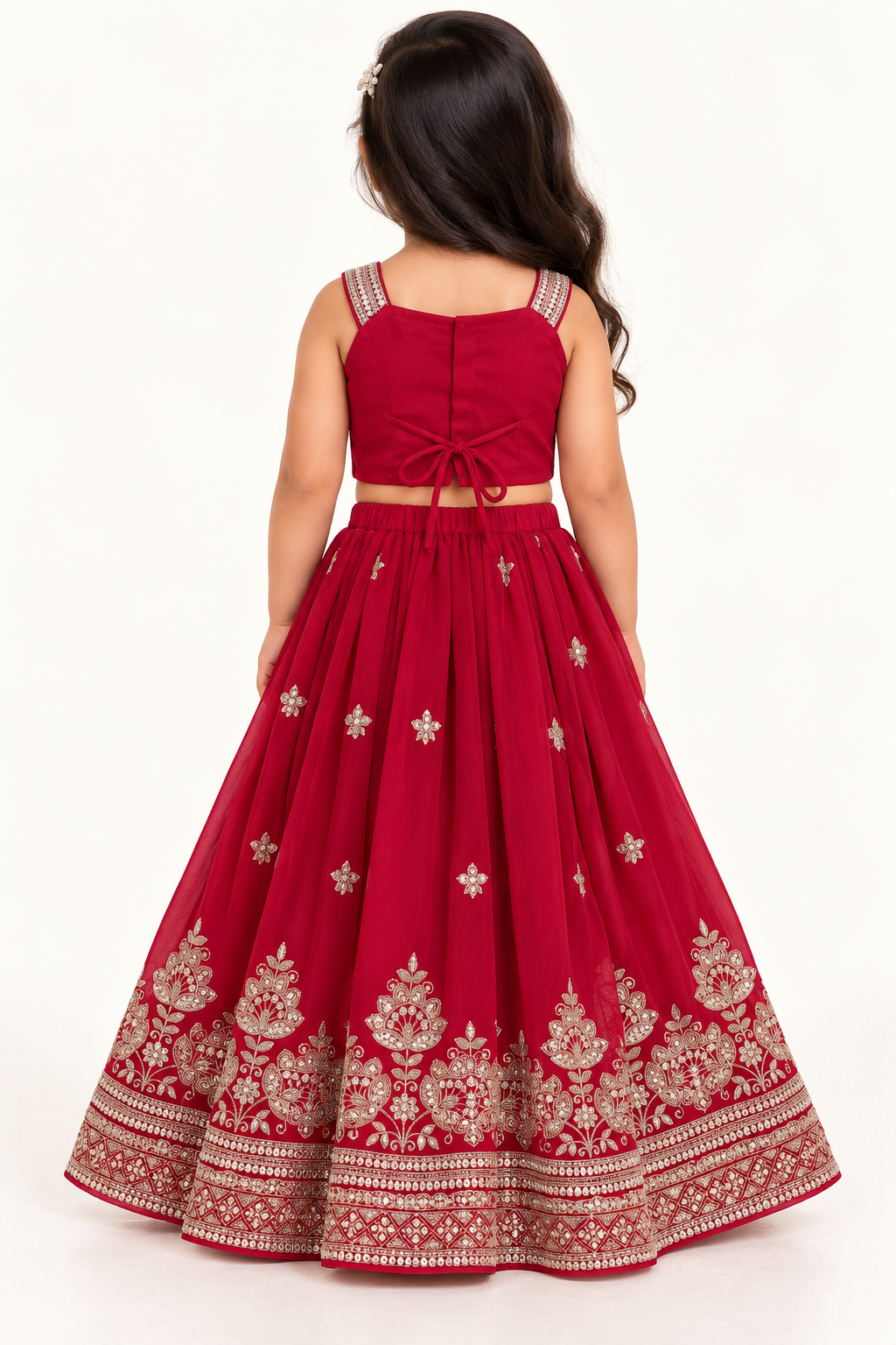 Hridaya Zari Border Lehenga Set | 1-4Y