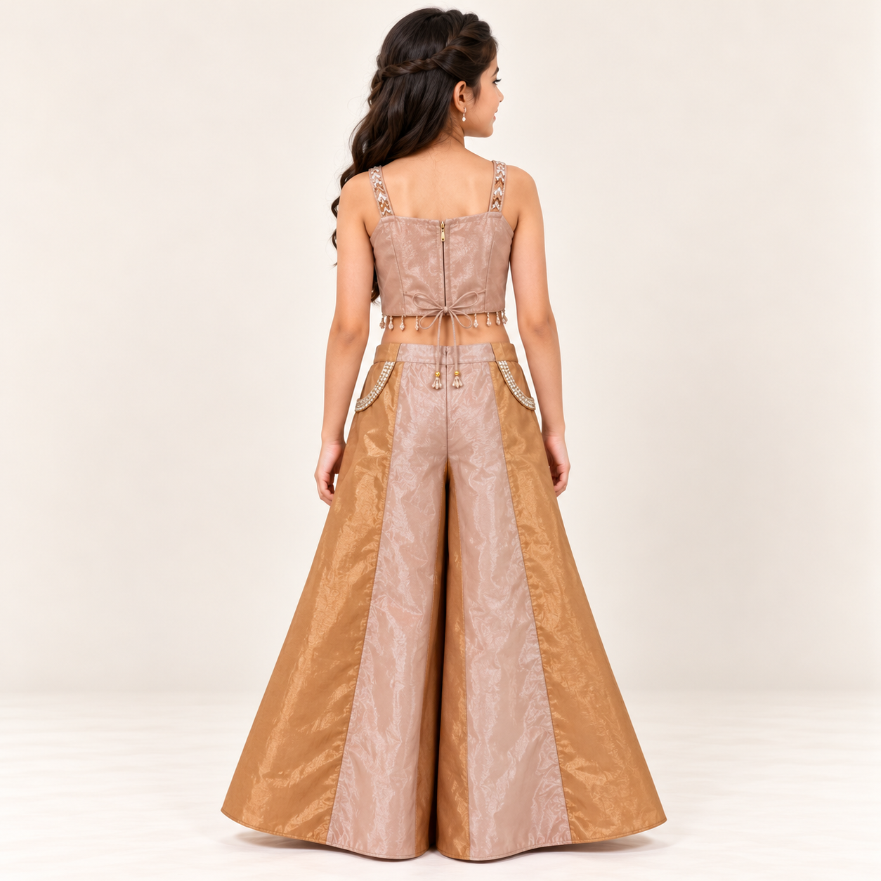 Aarika Duotone Beadwork Palazzo Set | 2-15Y