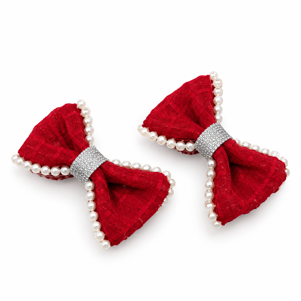 Pearl-Trimmed Bow Clips