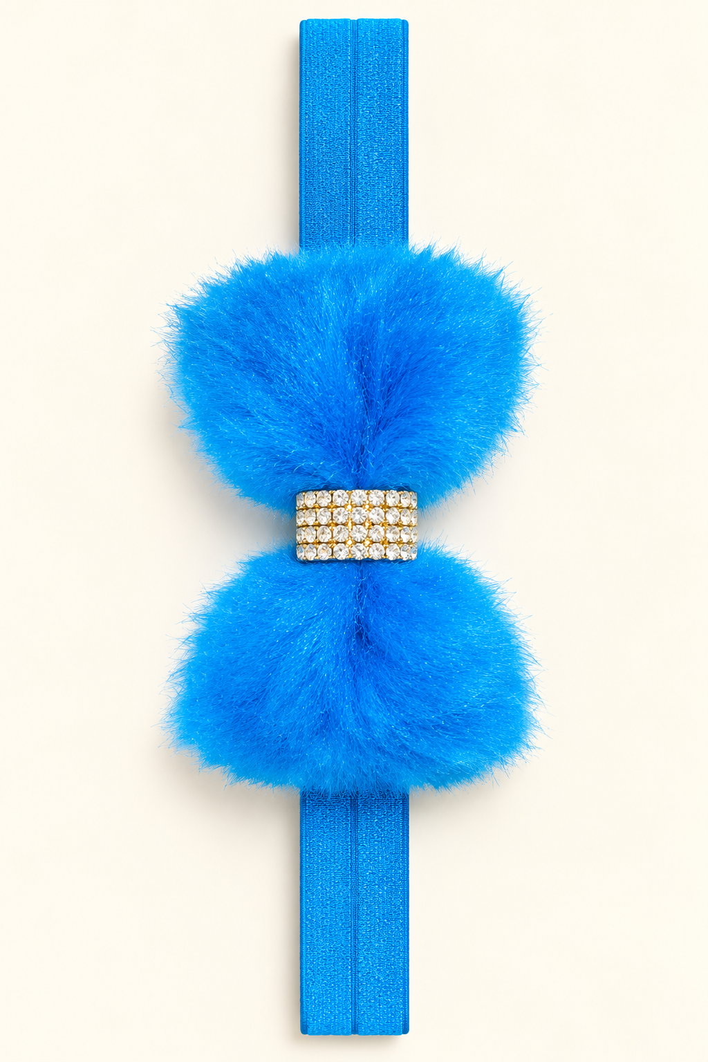 Fuzzy Rhinestone Bow Headband