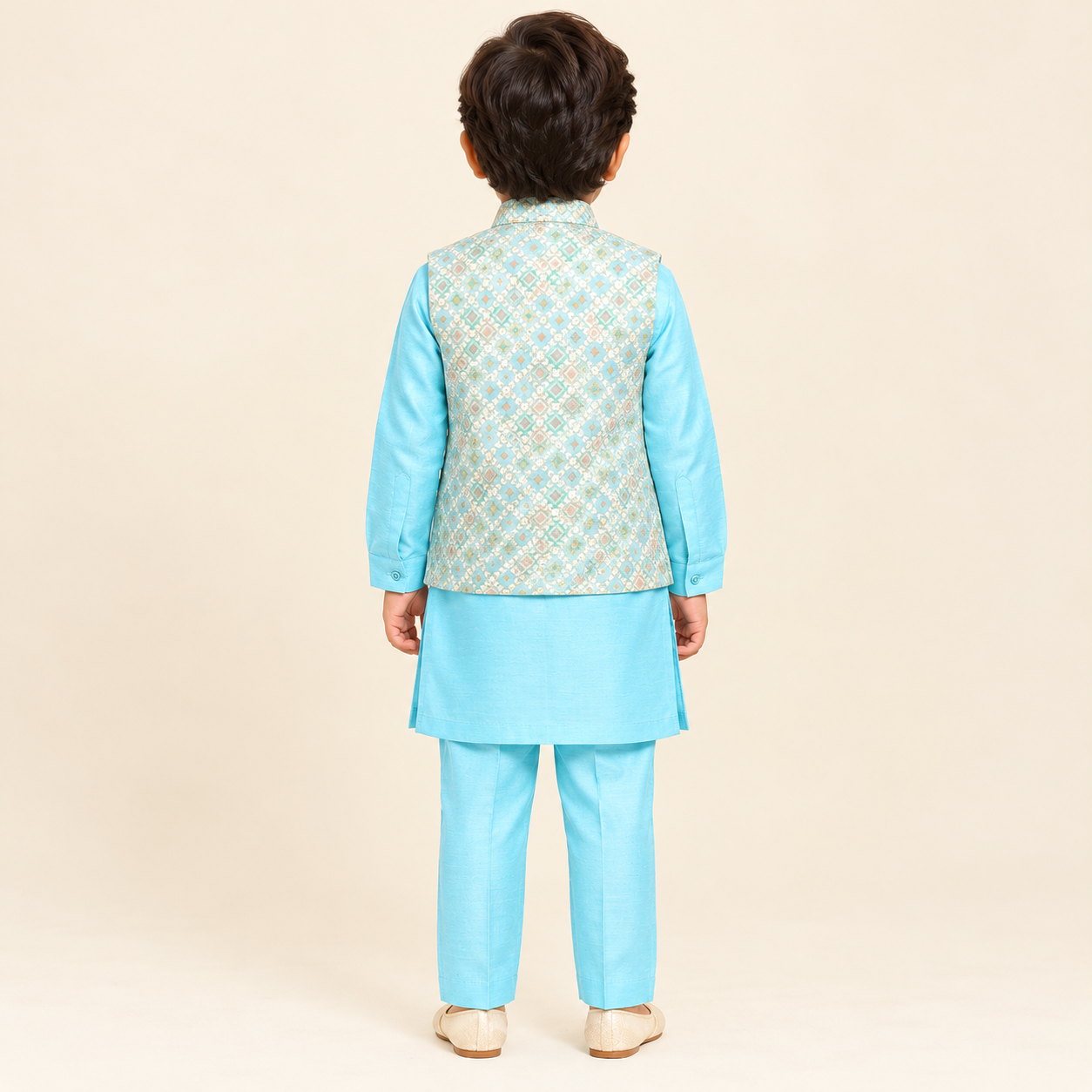 Aarush Geometric Embroidered Jacket Kurta Set
