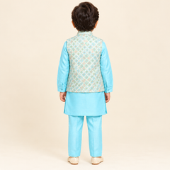 Aarush Geometric Embroidered Jacket Kurta Set