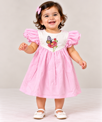 Butterfly Accent Gathered Dress