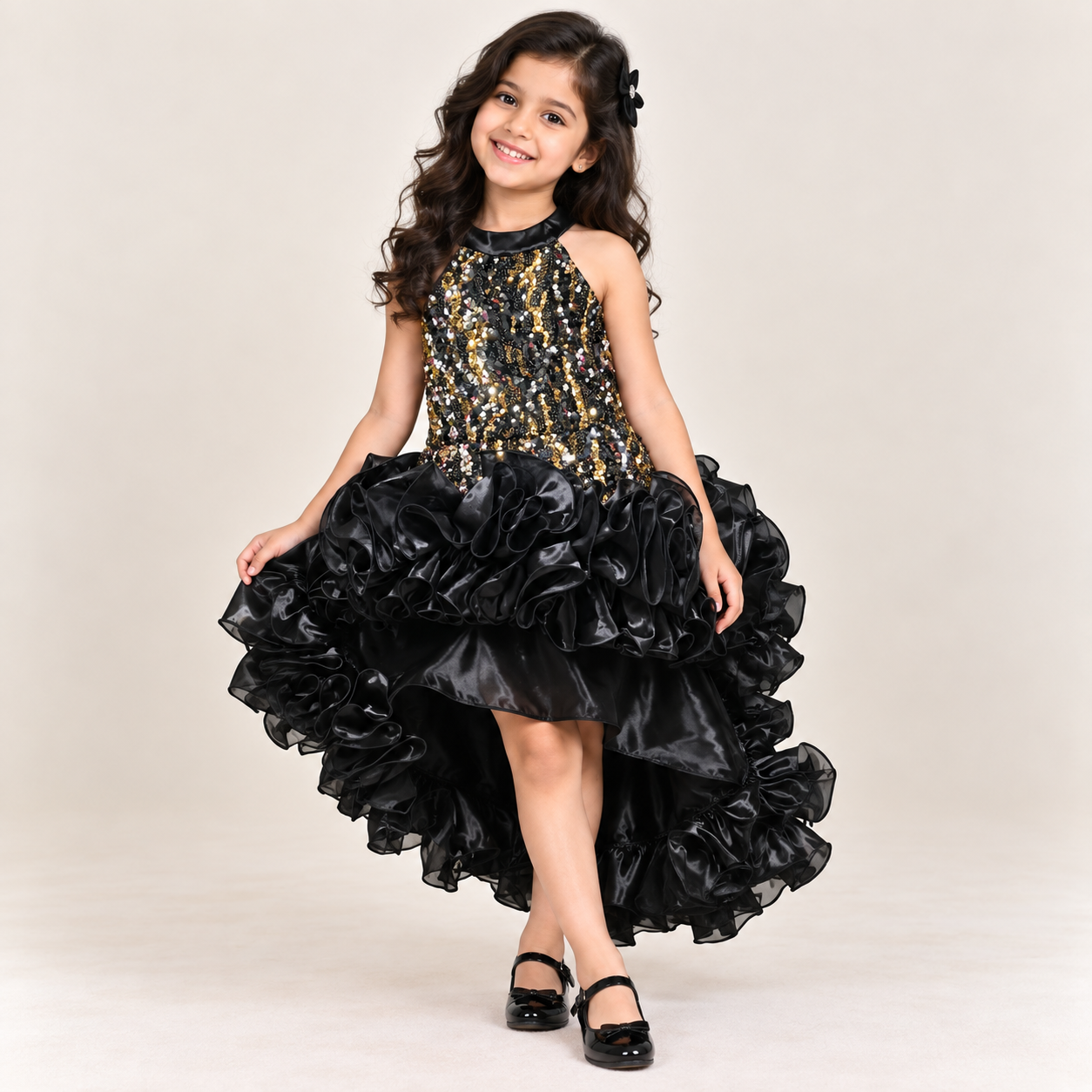 Calyra High-Low Ruffle Party Gown for Girls | 3Y to 10Y