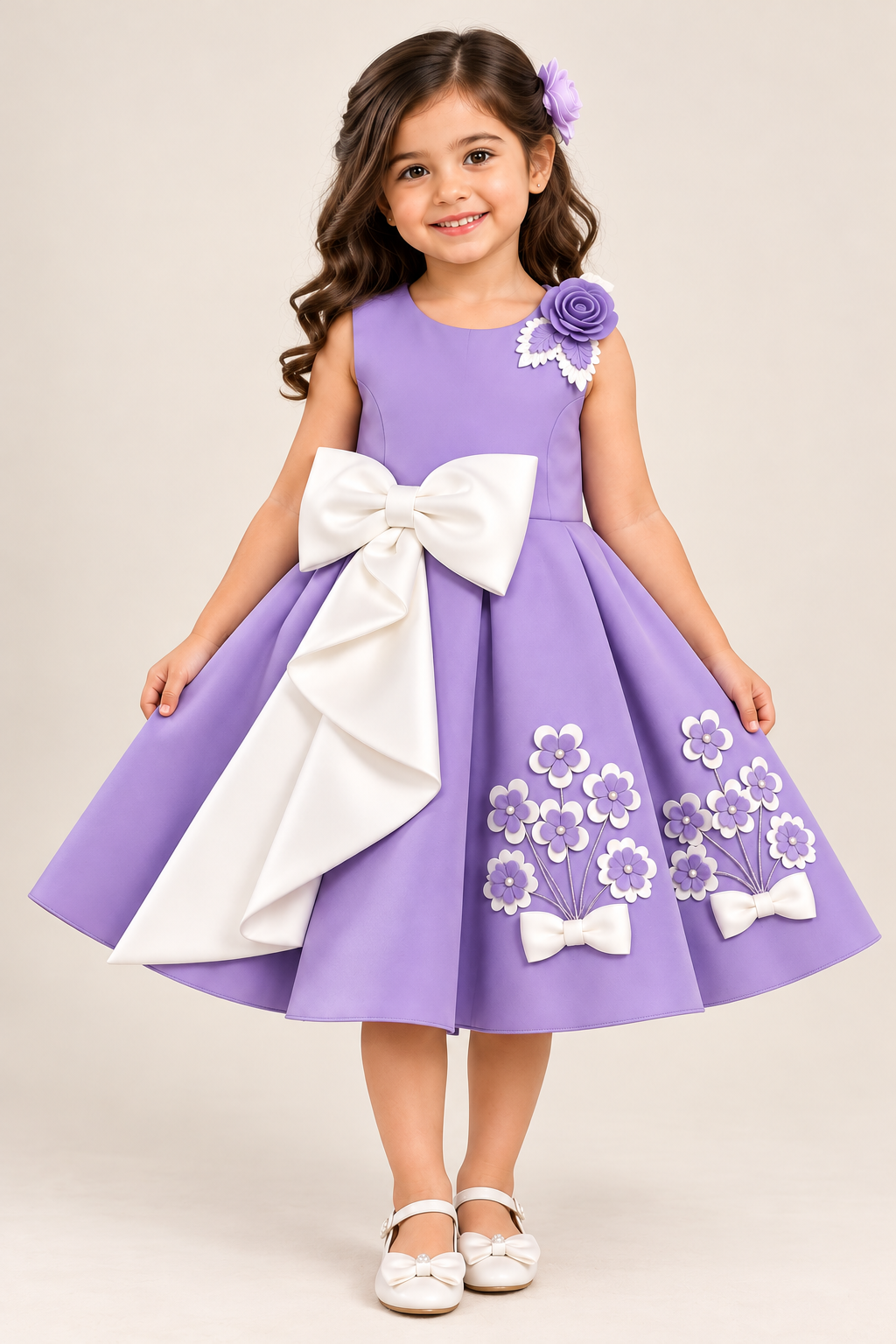 Cascading Bow Applique Party Dress | 1–4Y