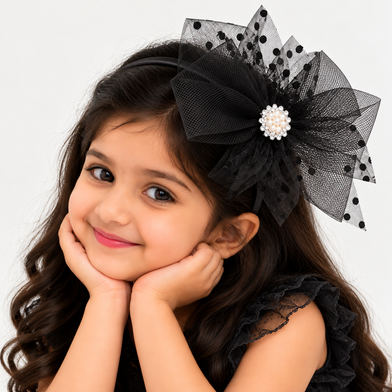 Regal Pearl Tulle Bow Headband