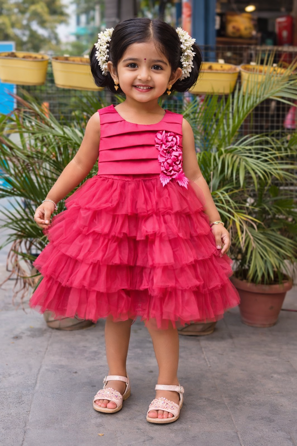 ProductsWhizzo Kids Red dress for Girls – Festive Wear with Soft Cotton Lining (Age 1 to 10 Years)