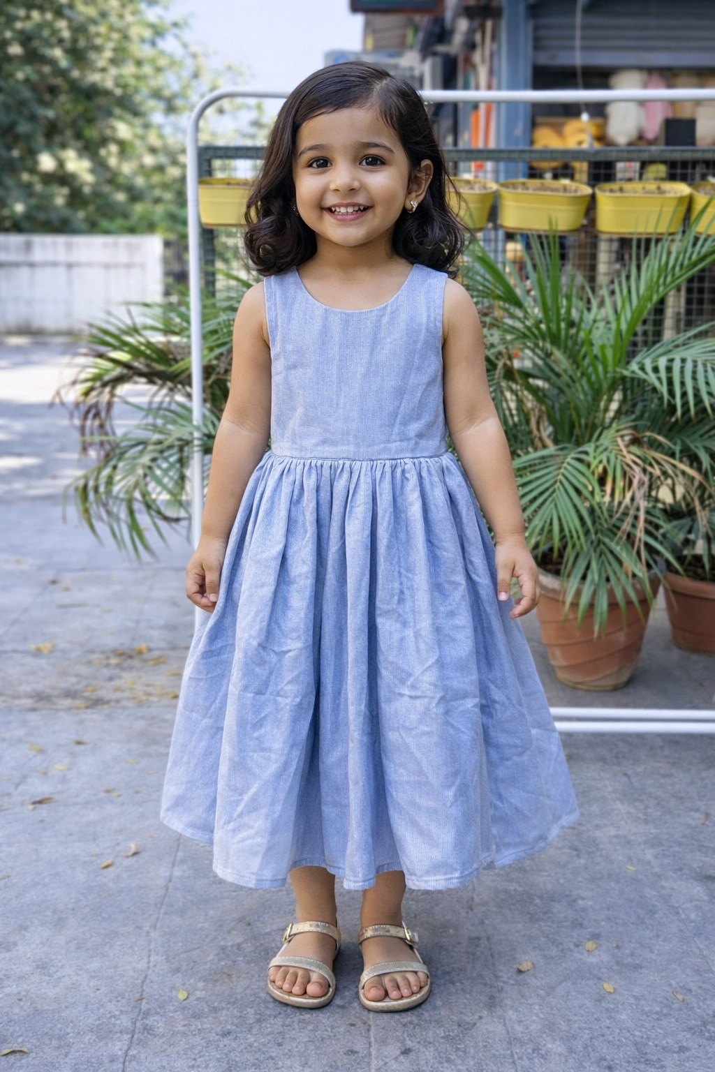 Whizzo Kids Grey dress for Girls – Festive Wear with Soft Cotton Lining (Age 1 to 10 Years)