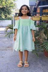 Whizzo Kids Green dress for Girls – Festive Wear with Soft Cotton Lining (Age 1 to 10 Years)