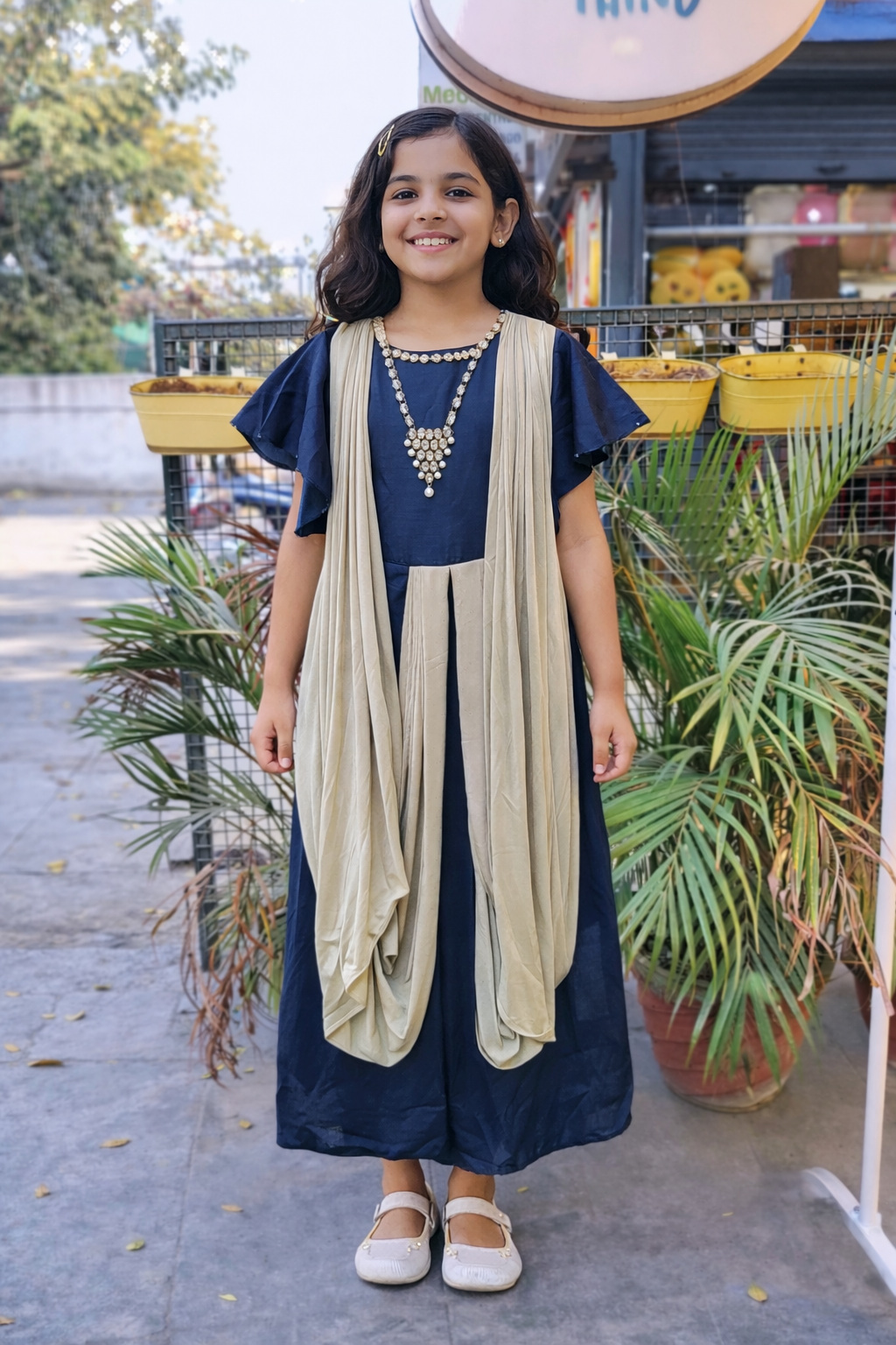 Whizzo Kids BLUE dress for Girls – Festive Wear with Soft Cotton Lining (Age 1 to 10 Years)