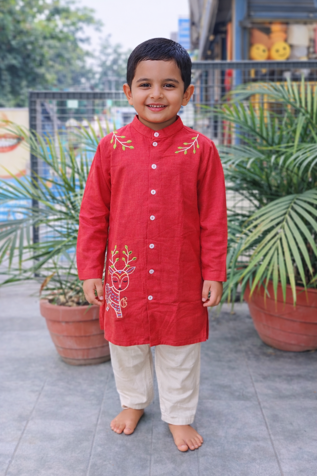Whizzo Kids Red dress for Boys – Festive Wear with Soft Cotton Lining (Age 1 to 10 Years)