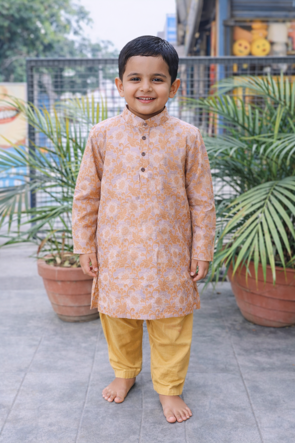 Whizzo Kids Orange dress for Boys – Festive Wear with Soft Cotton Lining (Age 1 to 10 Years)