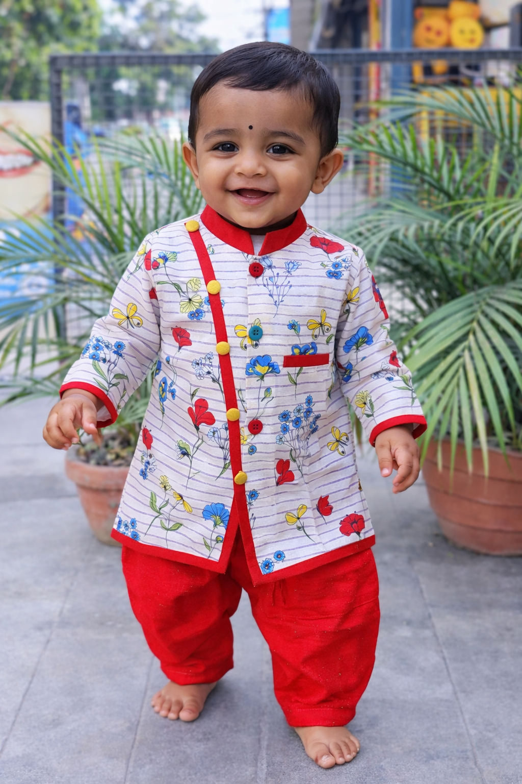 Whizzo Kids red dress for boy – Festive Wear with Soft Cotton Lining (Age 1 to 10 Years)