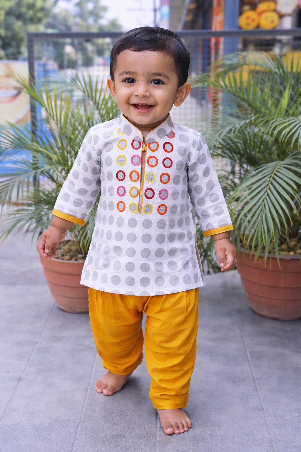 Whizzo Kids yellow dress for boy – Festive Wear with Soft Cotton Lining (Age 1 to 10 Years)