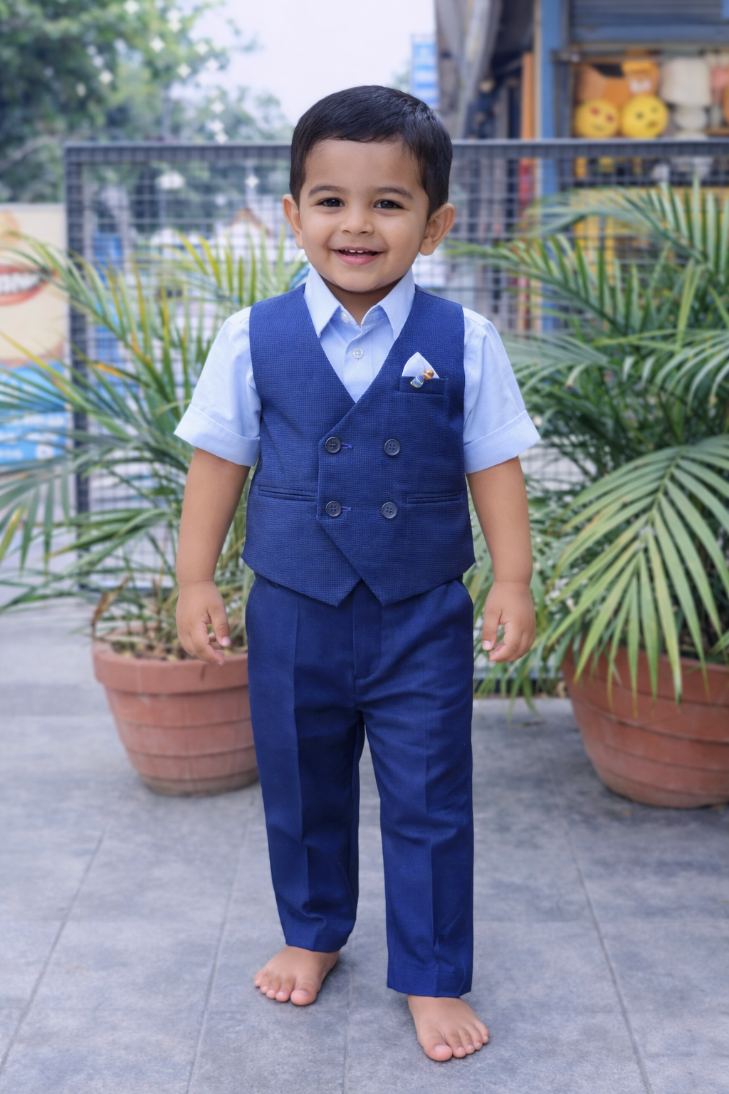 Whizzo Kids blue  dress for boy – Festive Wear with Soft Cotton Lining (Age 1 to 10 Years)