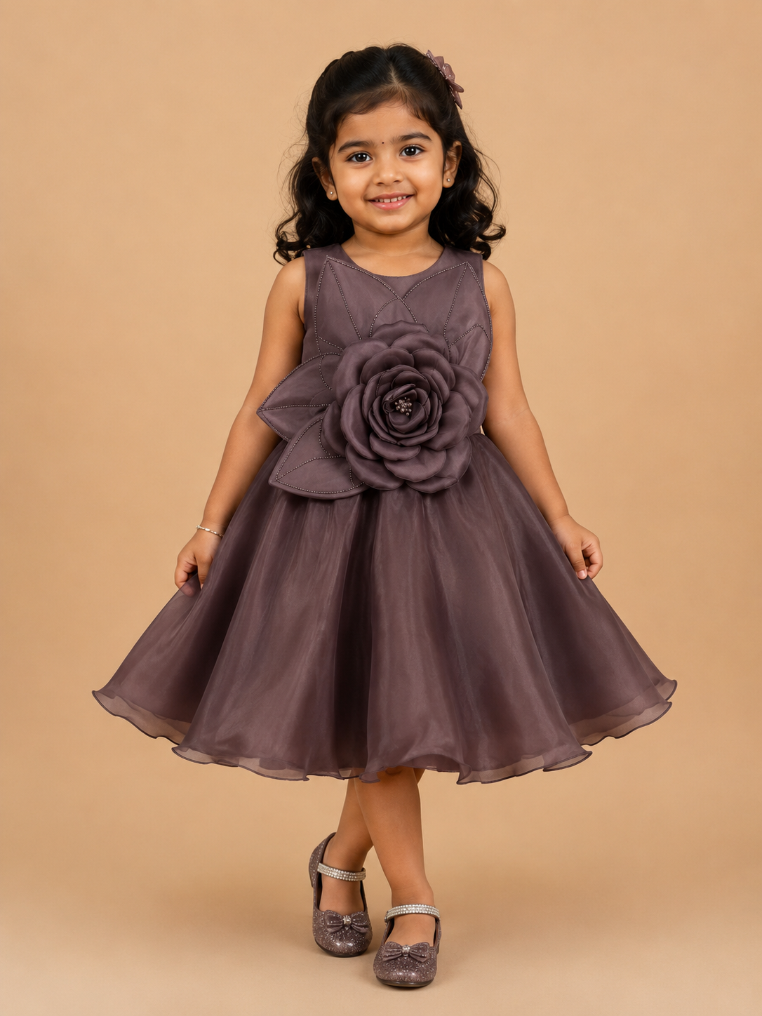 Royal Bloom Mauve Dress for girls 1Y to 4Y