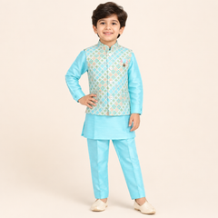 Aarush Geometric Embroidered Jacket Kurta Set