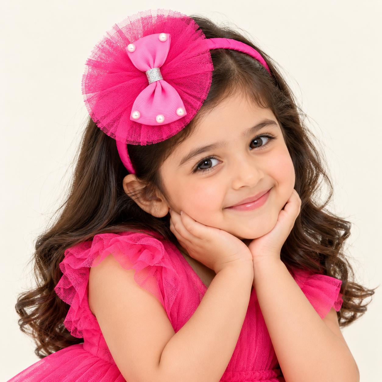 Rosette Pearl Bow Headband