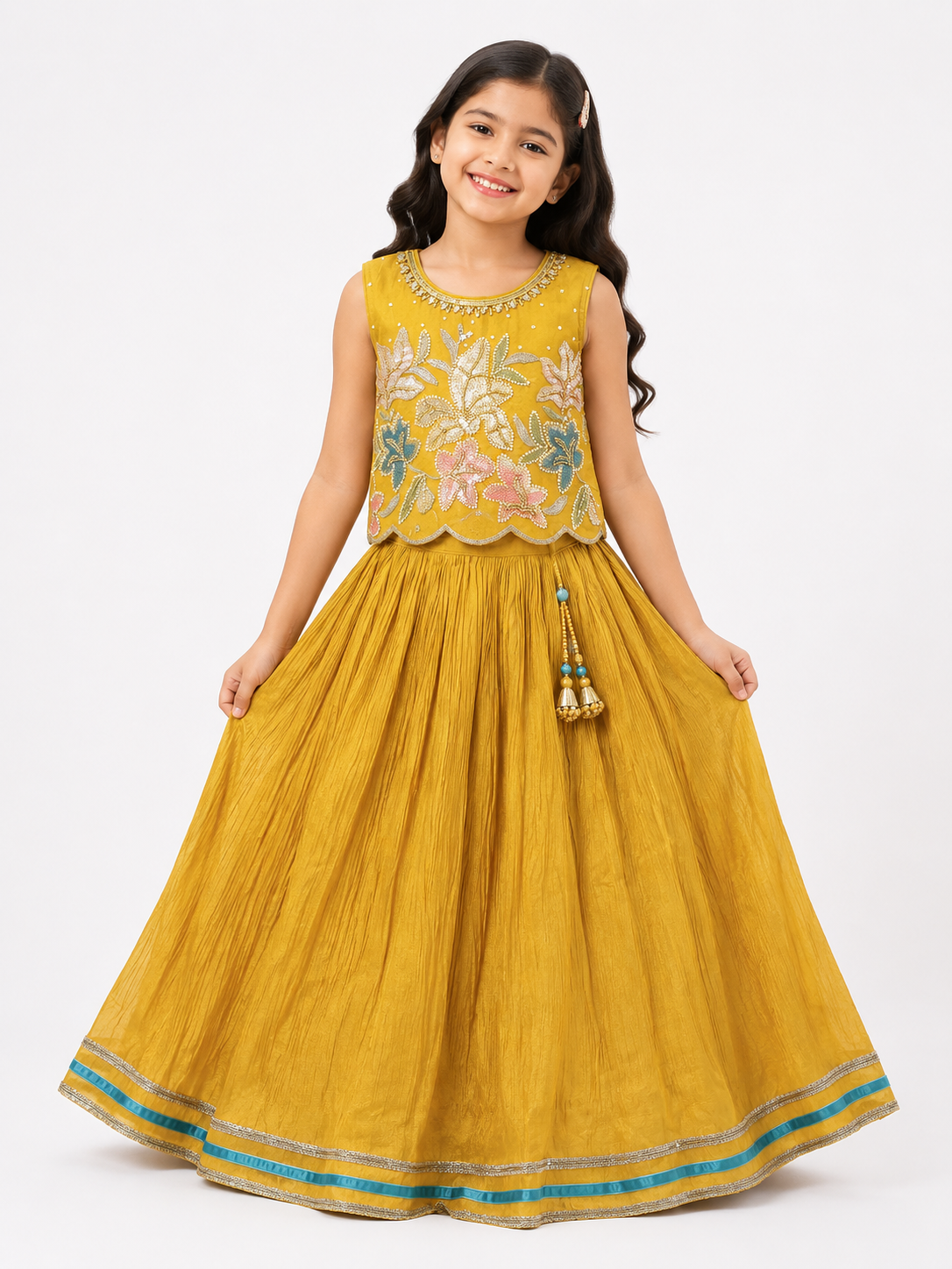 Chimki Floral Embellished Lehenga Set for Girls | 5Y - 6Y