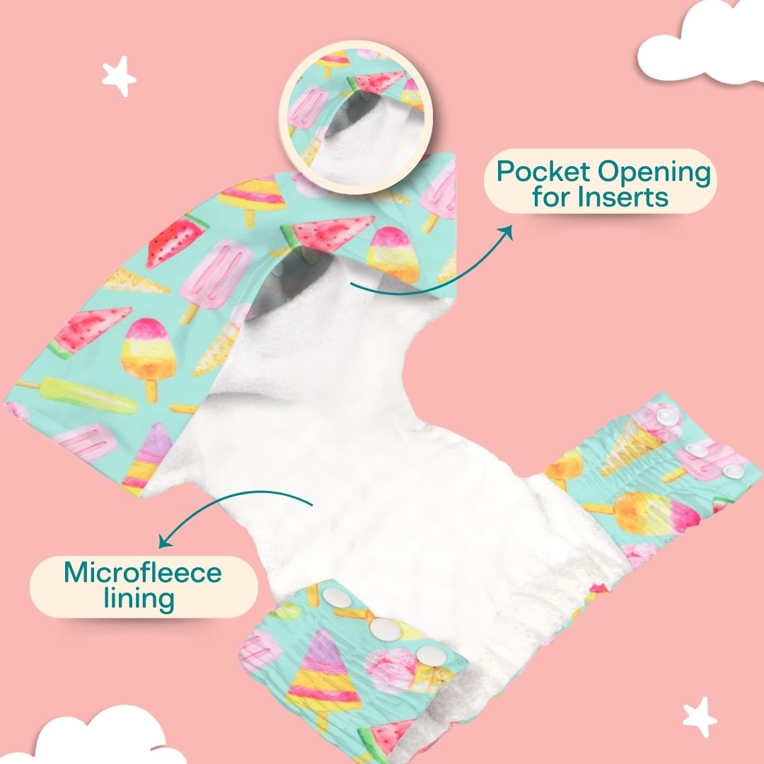 Ice Candy Newborn Cloth Diaper 2.0 with 1 cotton Insert (2 kg - 5 kg)