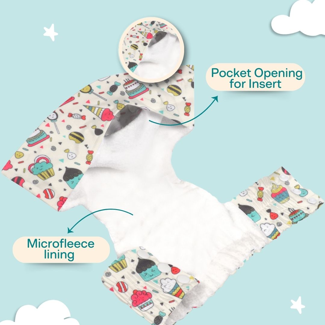 Ice Candy Newborn Cloth Diaper 2.0 with 1 cotton Insert (2 kg - 5 kg)