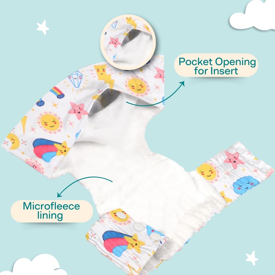 Ice Candy Newborn Cloth Diaper 2.0 with 1 cotton Insert (2 kg - 5 kg)