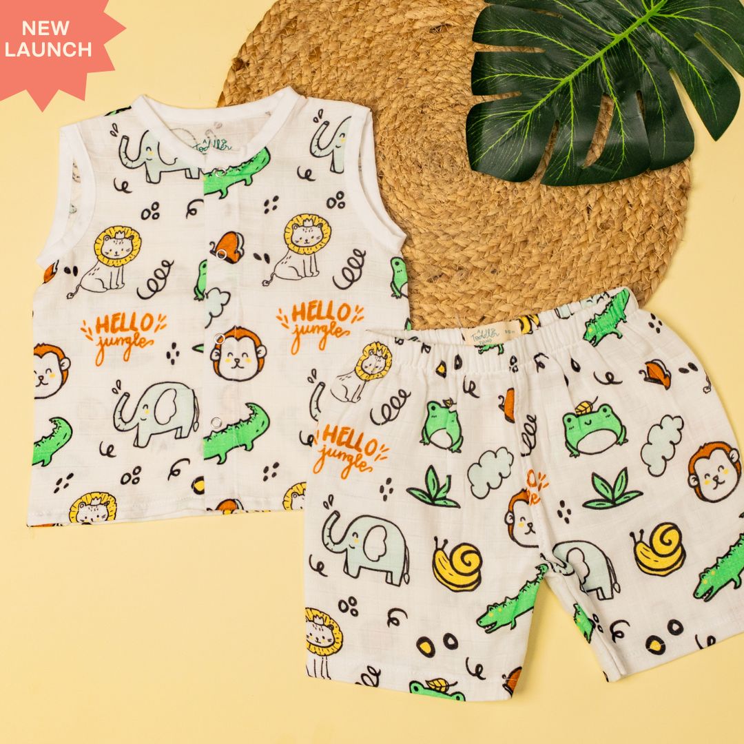 Flora Pixels- Muslin Jabla and Shorts for Babies and Toddlers
